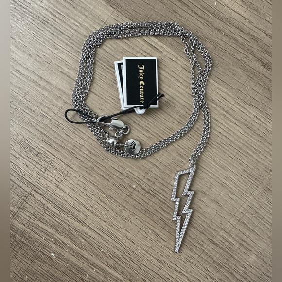 Vintage Juicy Couture Silver Lightning Bolt Necklace NWT - Picture 1 of 5